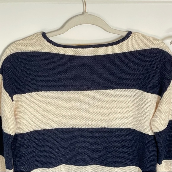 St. John Sweater yellow label striped sweater wool viscose 35478 - Picture 6 of 12